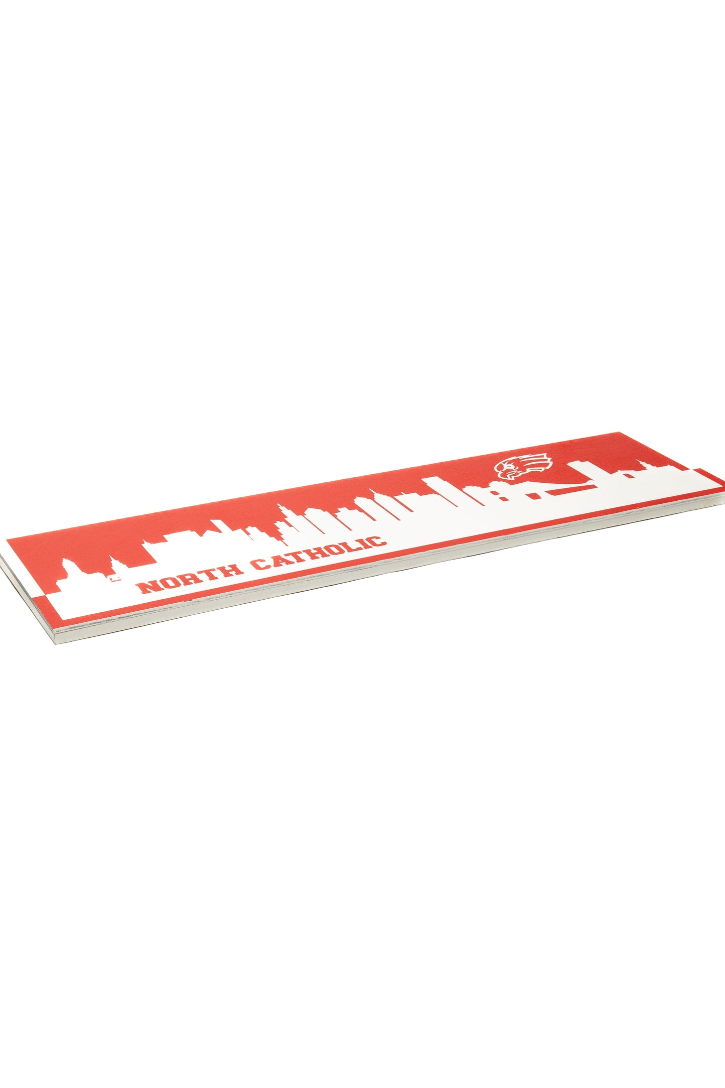 "North Catholic White Skyline" Wooden Wall Art