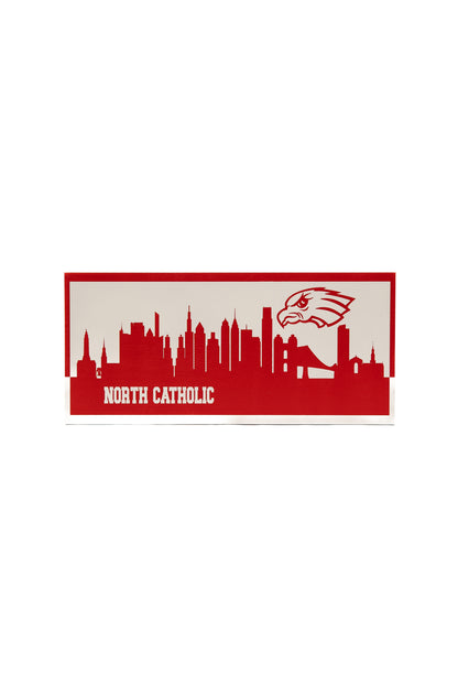 "North Catholic Red Skyline" Wooden Wall Art *SHORTER VERSION*