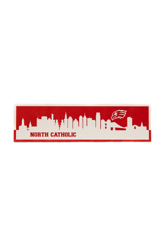 "North Catholic White Skyline" Wooden Wall Art